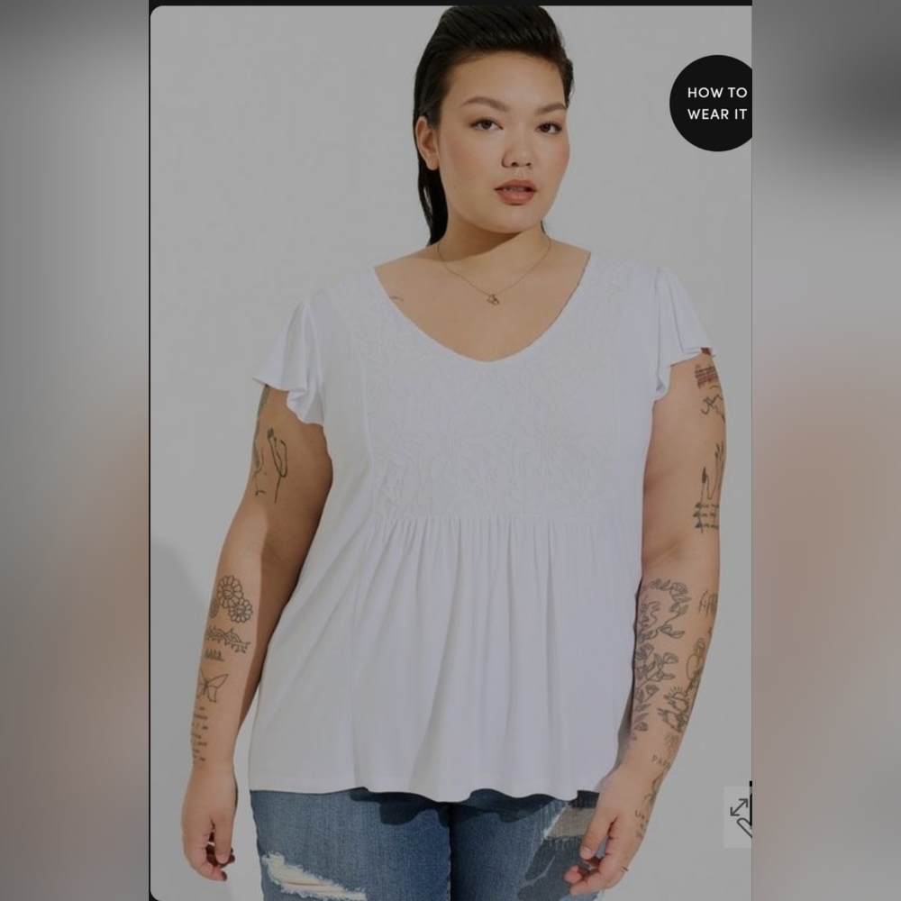 Torrid Super Soft V-Neck Ruffle Tee